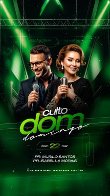 Story Flyer Evento Culto Domingo 22 Mar  PSD Editável