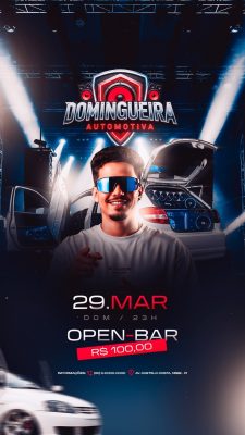Story Flyer Próximos Shows Domingueira Automotiva 29 Mar Open-Bar PSD Editável