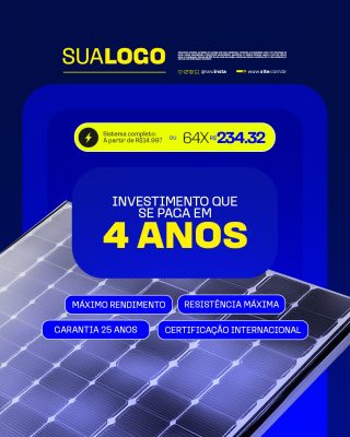 Energia Solar Investimento Em 4 Anos PSD Editável