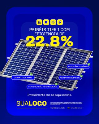 Energia Solar Painéis Tier 1 Com Eficiência 22,8% PSD Editável