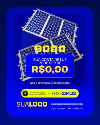 Energia Solar Conta de Luz Pode Ser R$ 0,00 PSD Editável