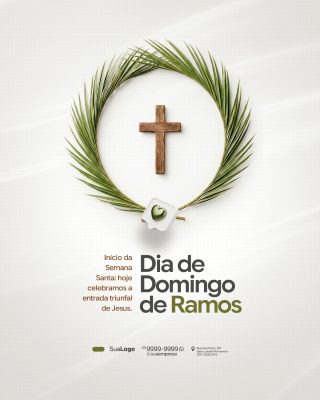 Domingo de Ramos Início da Semana Santa Arte Religiosa PSD Editável