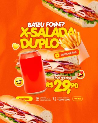 Lanchonete Promoção Bateu Fome X-Salada Duplo PSD Editável