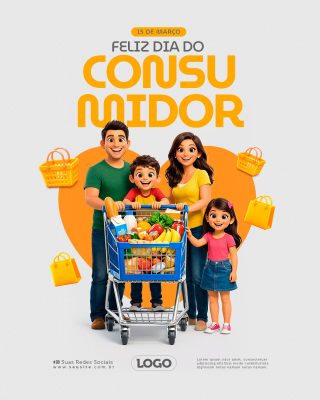 Dia do Consumidor Celebrando Família e Compras PSD Editável