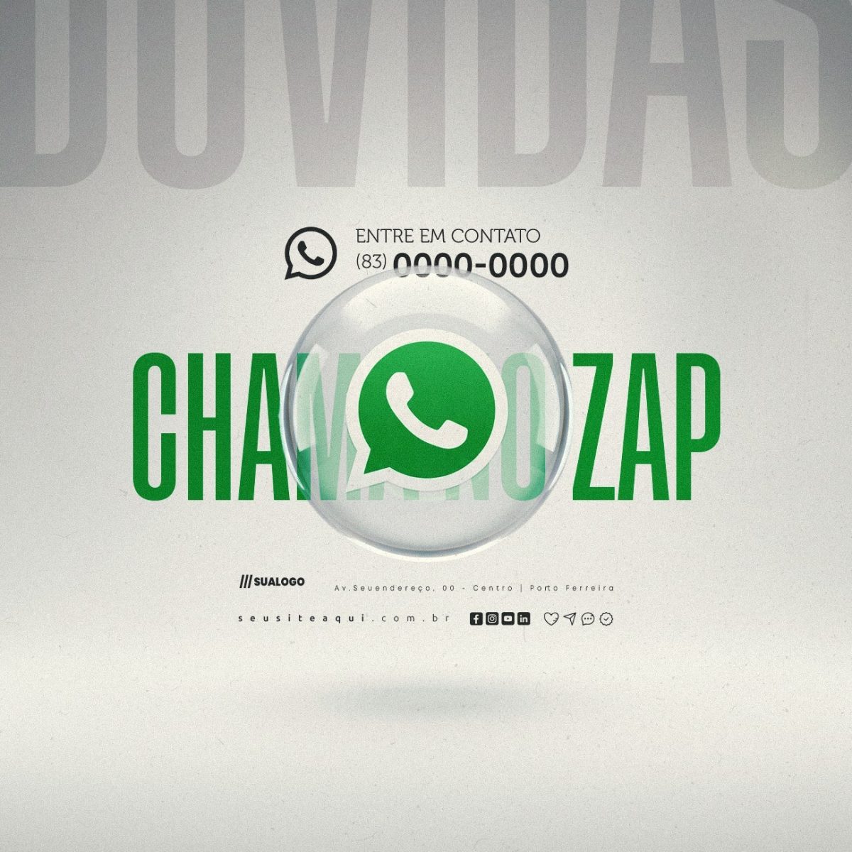 Dúvidas Chama no Zap Contato WhatsApp PSD Editável