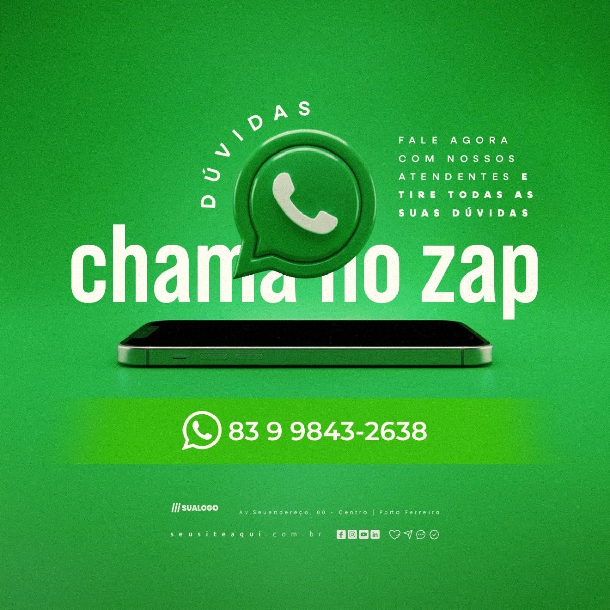 Dúvidas Chama no Zap Contato WhatsApp PSD Editável