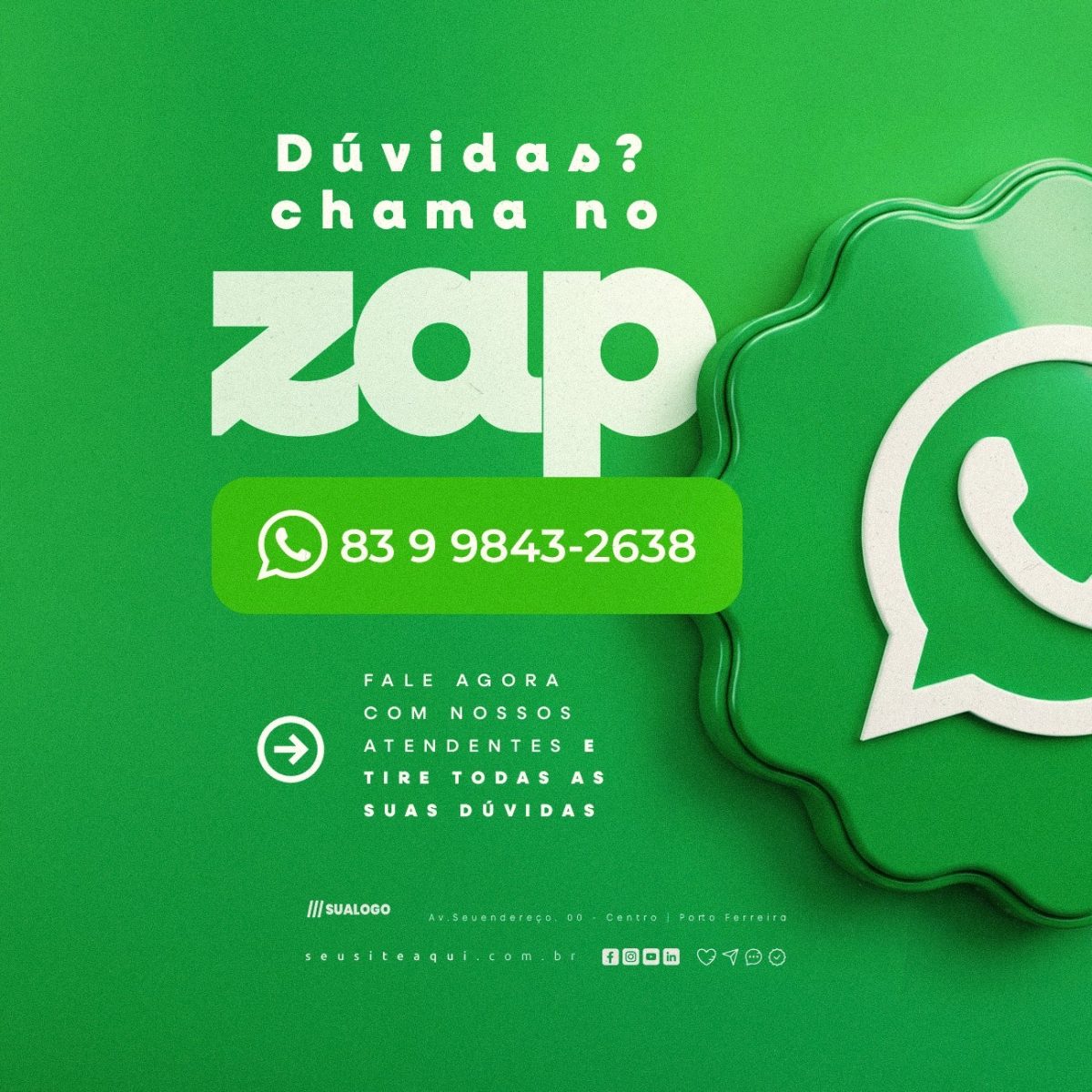 Whatsapp Dúvidas Chama no Zap PSD Editável