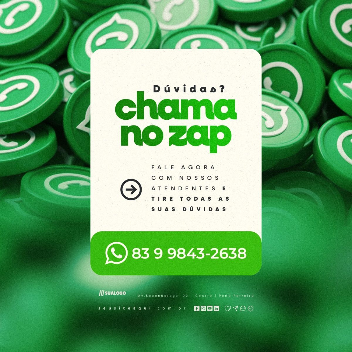 Whatsapp Dúvidas Chama no Zap Contato PSD Editável