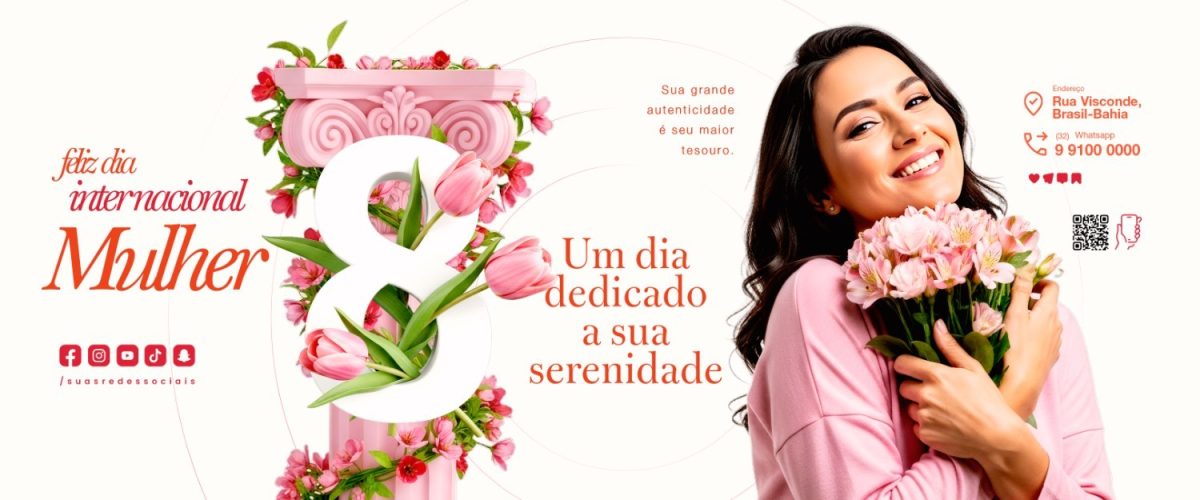 Carrossel Dia Internacional da Mulher Um dia Dedicado a Sua Serenidade PSD Editável