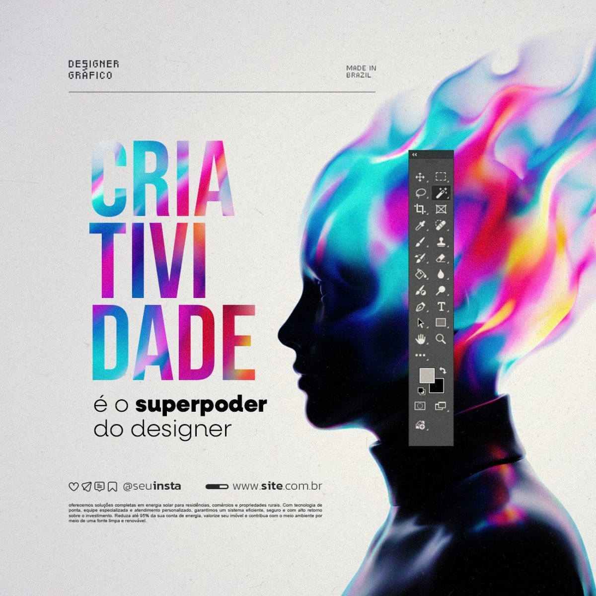 Frase Motivacional Designer Gráfico Criatividade é o Superpoder do Designer PSD Editável