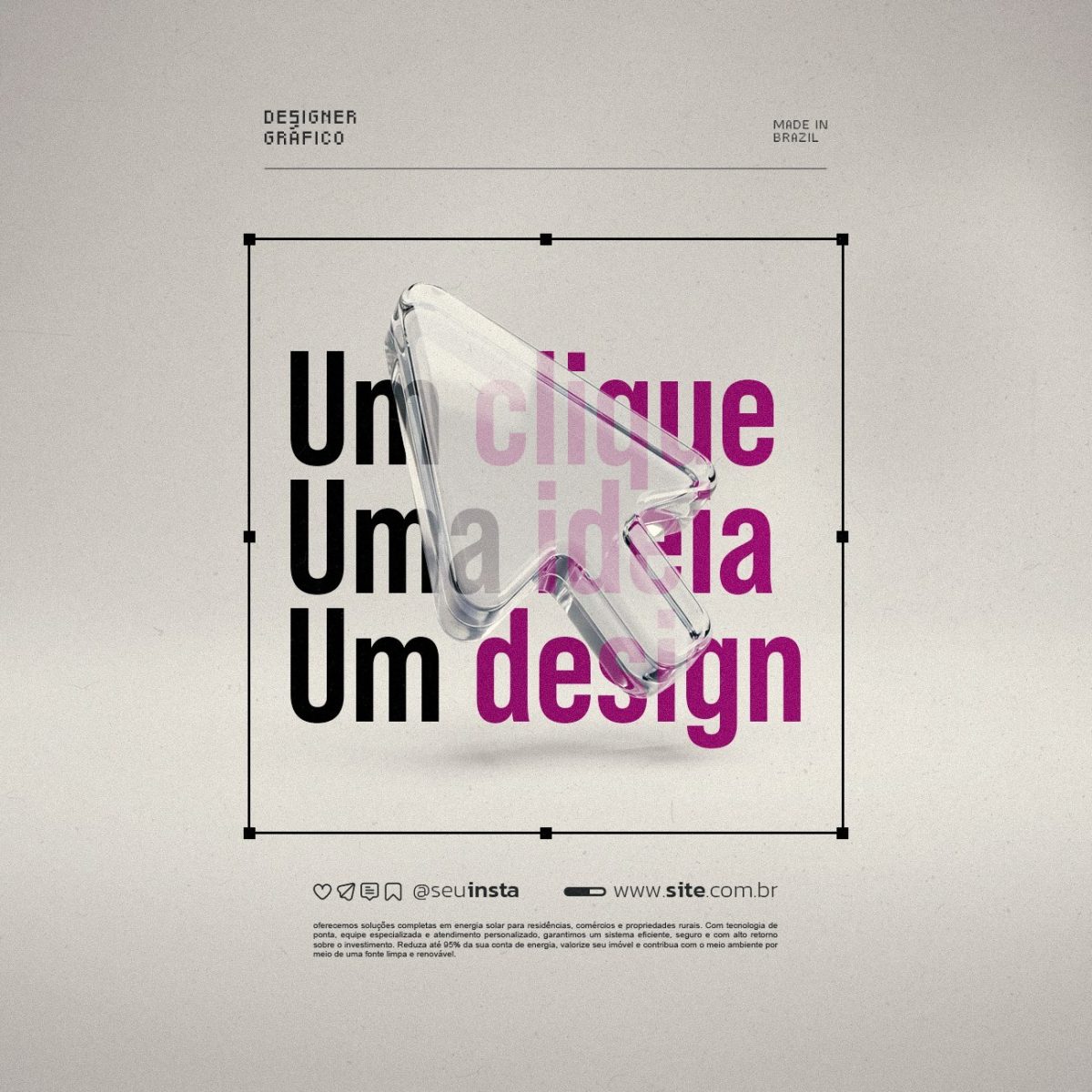 Frase Motivacional Designer Gráfico Um Clique Uma Ideia Um Design PSD Editável