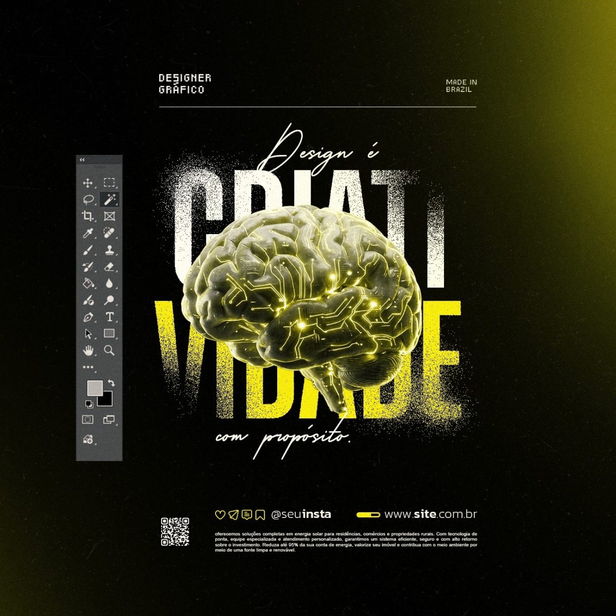 Frase Motivacional Designer Gráfico é Criatividade com Propósito PSD Editável