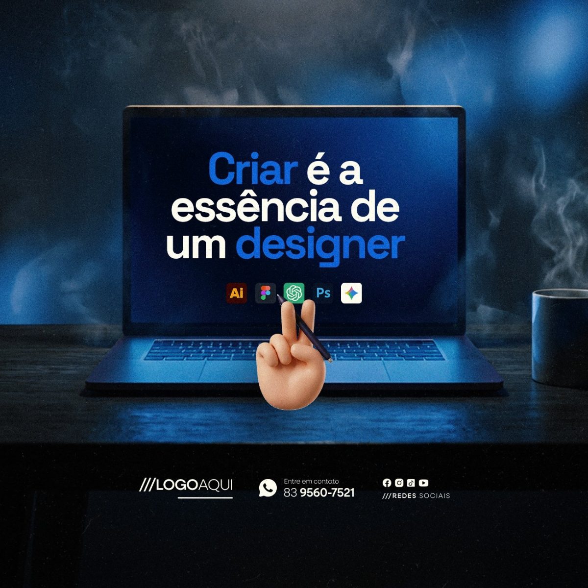 Frase Motivacional Designer Gráfico Criar é a Essência de Um Designer PSD Editável