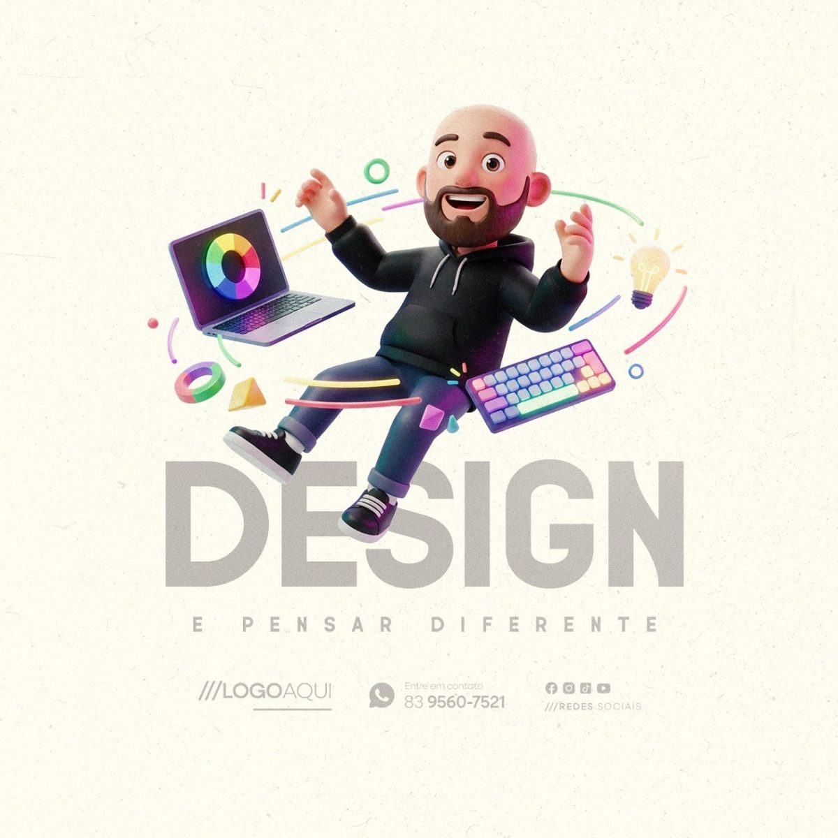 Frase Motivacional Designer Gráfico Design e Pensar Diferente PSD Editável
