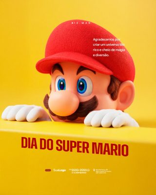Super Mario Dia do Super Mario Criativo e Divertido PSD Editável