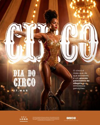 Dia do Circo 27 de Março Arte Social Festiva PSD Editável