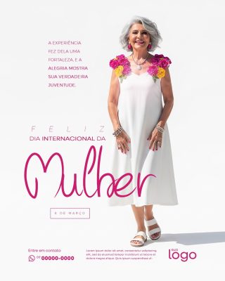 Dia Internacional da Mulher 8 de Março Modelo Festivo PSD Editável