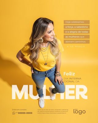 Mulher Feliz Dia Internacional da Mulher 8 de Março PSD Editável