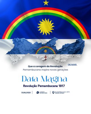 Data Magna Pernambuco 06 Março Revolução Pernambucana 1817 PSD Editável