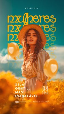 Feliz Dia Mulheres 08 Março Seja Gentil Mas Inabalável PSD Editável