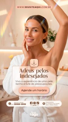 Story Depilação a Laser Adeus Pelos Indesejados Agende seu Horário PSD Editável