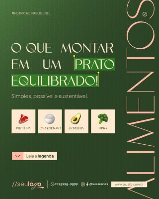 Nutrição Inteligente Prato Equilibrado Flyer de Dieta PSD Editável