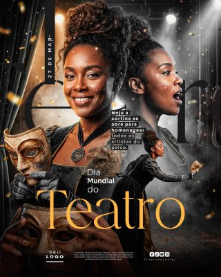 Dia Mundial do Teatro 27 de Março Homenagem Artistas PSD Editável