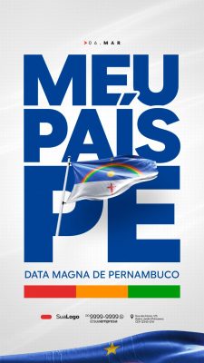 Data Magna de Pernambuco Meu País Pernambuco Arte Comemorativa PSD Editável