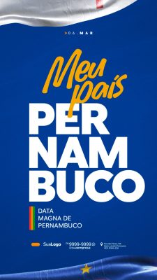 Pernambuco Meu País Data Magna Banner Festivo Março PSD Editável