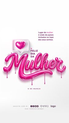 Feliz Dia da Mulher 8 de Março onde ela quiser Banner PSD Editável