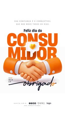 Dia do Consumidor Feliz Obrigado e Confiança PSD Editável