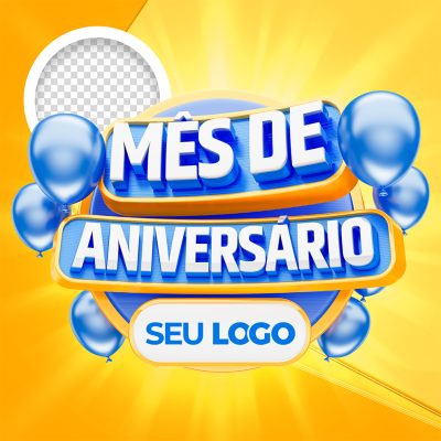Selo 3D Mês De Aniversário Para Composição PSD