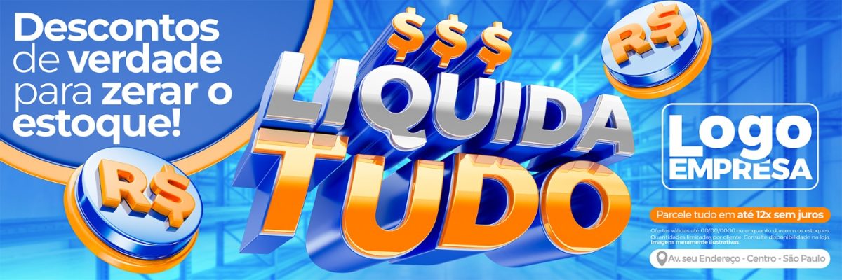 Liquida Tudo Descontos de Verdade para Zerar o Estoque PSD Editável