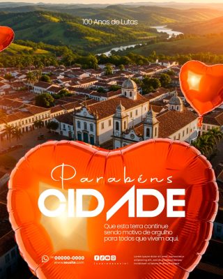 Aniversário da Cidade Parabéns Pelos Seus 100 Anos PSD Editável