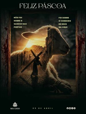 Páscoa O Cordeiro de Deus na Cruz Arte Religiosa PSD Editável