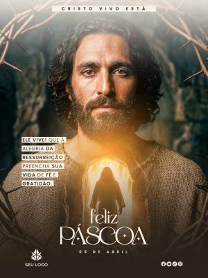 Páscoa Cristo Vivo Está Feliz Páscoa 05 de Abril Resurreição PSD Editável
