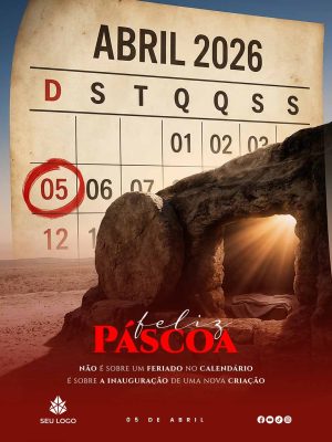 Páscoa Feliz 2026 Evento Cristão Template Social PSD Editável