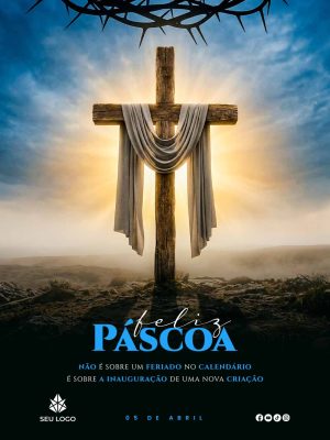 Páscoa Feliz Páscoa Cruz e Ressurreição PSD Editável