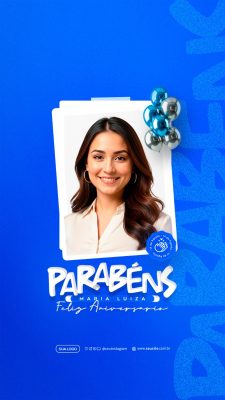 Aniversário Maria Luiza Parabéns Feliz Aniversario PSD Editável