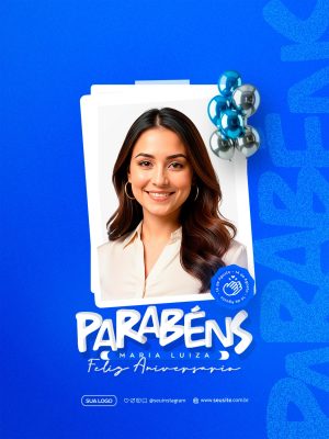 Aniversário Parabéns Maria Luiza Feliz Aniversário Celebração PSD Editável