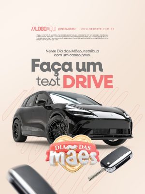 Dia das Mães Faça um Test Drive com Carro Novo PSD Editável