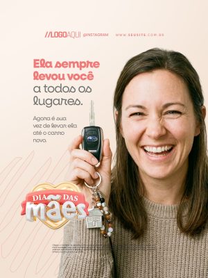 Dia das Mães Ela Sempre Levou Você a Todos os Lugares PSD Editável