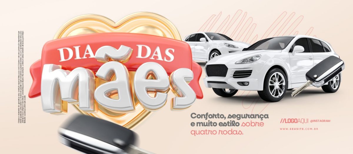 Banner Dia das Mães Conforto e Segurança em Quatro Rodas PSD Editável