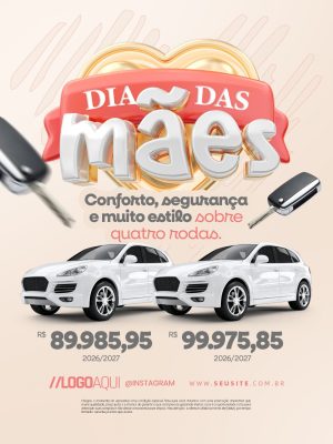 Encarte Dia das Mães Conforto e Estilo Promoção Carros PSD Editável