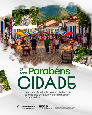 Parabéns Cidade Aniversário Social Media PSD Editável