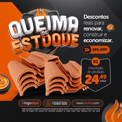 Queima de Estoque Promoção Telhas Cerâmicas 30% OFF PSD Editável