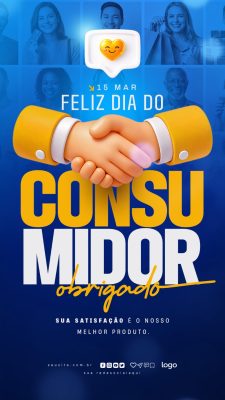 Dia do Consumidor 15 Março Feliz Dia Obrigado Oferta PSD Editável