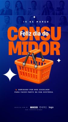 Dia do Consumidor 15 de Março Cesta Laranja PSD Editável