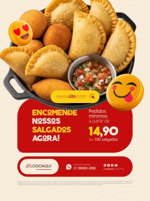 Pastelaria Encomende Nossos Salgados Agora Pedidos Mínimos 14,90 PSD Editável