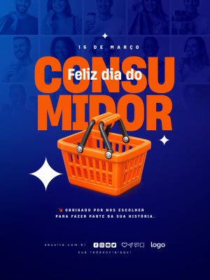 Dia do Consumidor 15 de Março Mensagem de Agradecimento PSD Editável